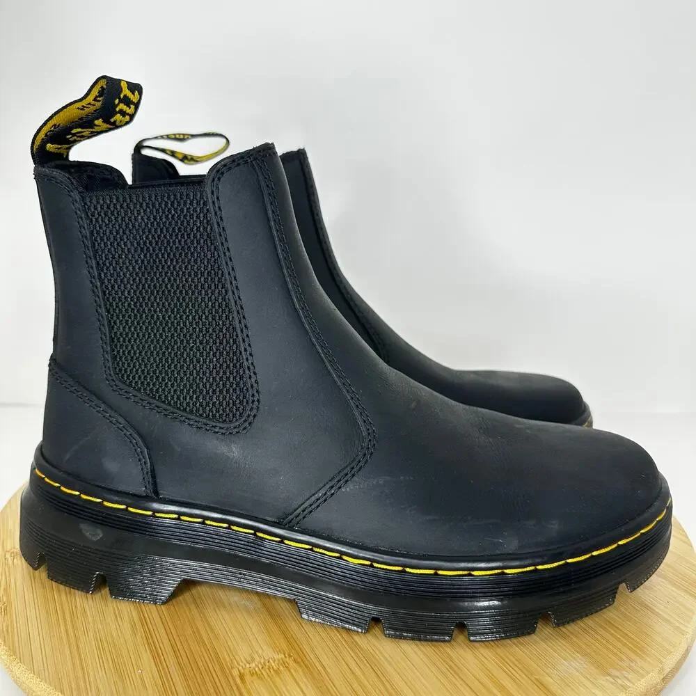 Dr. Martens Embury Chelsea Boots Black Leather Elastic Gore Mens 7 Womens 8 NWOB